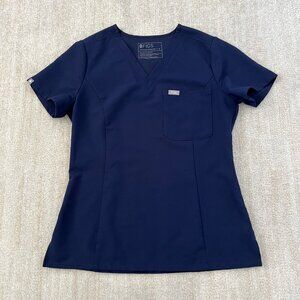 Figs Catarina Slim Navy Blue V-Neck Scrub Top S